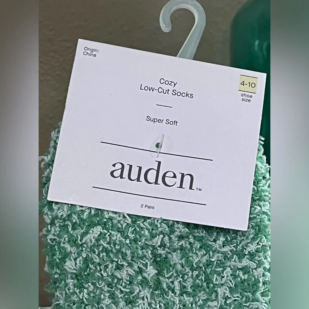 Auden Fuzzy Low-Cut Socks, two pair, new!